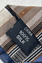 Load image into Gallery viewer, Calvin Klein Mens Multicolor Striped Silk Keeper Loop Adjustable Pointed Tie
