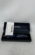 Load image into Gallery viewer, I Mark Blue Gold Trim Writing Instruments Ballpoint Pen And Pencil 2 Pcs Set