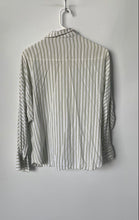 Load image into Gallery viewer, Mango Womens Green White Striped Collared Long Sleeve Button-Up Shirt Size 4
