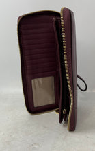 Load image into Gallery viewer, Michael Kors Womens Burgundy Textured Leather Detachable Strap Zip-Around Wallet