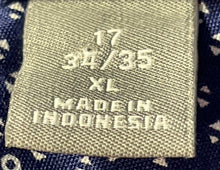 Load image into Gallery viewer, Michael Kors Mens Blue Geometric Slim Fit Stretch Dress Shirt Size XL 17 34/35