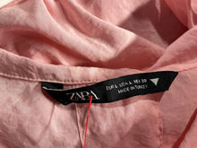 Load image into Gallery viewer, Zara Womens Pink Short Sleeve Collared Oversized Button-Up Shirt Size Large