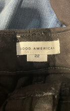 Load image into Gallery viewer, Good American Womens Black Dark Wash Mid Rise Button Front Skinny Jeans Size 22
