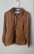 Load image into Gallery viewer, Express Womens Brown Slim Long Sleeve Collared Button-Up Shirt Size XS
