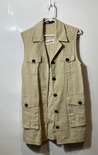 Load image into Gallery viewer, Zara Womens Khaki Sleeveless Collared Pockets Button Front Vest Size XS