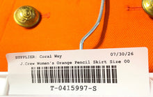 Load image into Gallery viewer, J. Crew Womens Orange Button Front Back Zip Straight & Pencil Skirt Size 00