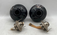 Load image into Gallery viewer, Set Of 2 Vintage Kaadan Ltd Black Floral Glass Hand Painted Oil Lamps