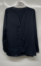 Load image into Gallery viewer, Ann Taylor Womens Blue Long Sleeve Split Neck Blouse Top Size Large