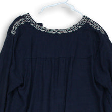 Load image into Gallery viewer, Gap Womens Blue White Embroidered Long Sleeve Adjustable Waist Mini Dress Size L