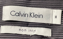 Load image into Gallery viewer, Calvin Klein Mens Black Striped Cotton Non-Iron Long Sleeve Button-Up Shirt Sz M