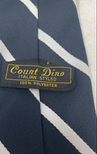 Load image into Gallery viewer, Count Dino Mens Black White Striped Adjustable Pointed Tie One Size