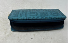 Load image into Gallery viewer, Guess Womens Aqua Monogram Print Leather Travel Zip-Around Wallet