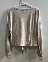 Load image into Gallery viewer, H&M Womens Beige Long Sleeve Round Neck Tie Front Blouse Top Size Small