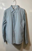 Load image into Gallery viewer, Armani Exchange Mens Blue Striped Collared Long Sleeve Button-Up Shirt Size M