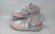 Load image into Gallery viewer, Nike Kids Air Jordan 1 Mid White Light Purple Pink Lace-Up Sneaker Shoes Size 3Y