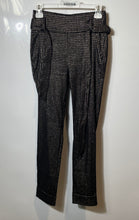 Load image into Gallery viewer, New York & Company Womens Black And Gold Glitter Belt Loops Ankle Pants Size XS
