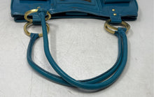 Load image into Gallery viewer, Charles David Womens Blue Leather Inner Pocket Bottom Studs Satchel Handbag