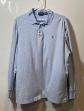 Load image into Gallery viewer, Polo Ralph Lauren Mens Light Blue Cotton Long Sleeve Collared Polo Shirt Size XL