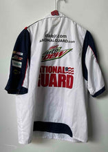 Load image into Gallery viewer, JH Design Mens White National Guard Racing Snap Button-Up Shirt Size L
