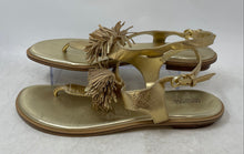 Load image into Gallery viewer, Michael Kors Womens Lolita Gold Metallic Leather Tassel Thong Sandals Size 11M