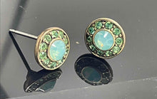 Load image into Gallery viewer, Authentic Givenchy Women's Gold Tone Green Crystal Earrings'