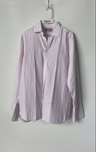 Load image into Gallery viewer, Pink Mens Multicolor Striped Print Long Sleeve Collared Dress Shirt Size 16
