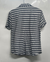 Load image into Gallery viewer, Forever 21 Mens Faded Blue White Striped Print Short Sleeve Button-Up Shirt Sz L
