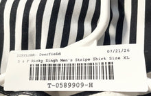 Load image into Gallery viewer, D&F Ricky Singh Mens Black White Striped Short Sleeve Button-Up Shirt Size XL