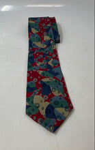 Load image into Gallery viewer, Salvatori Mens Red Multicolor Printed Silk Adjustable Pointed Tie