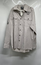 Load image into Gallery viewer, Southpole Mens Beige Striped Cotton Long Sleeve Button-Up Shirt XL With Tag