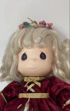Load image into Gallery viewer, Precious Moments Blonde Hair Angel Wings Burgundy Dress Collector Doll