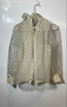 Load image into Gallery viewer, Zara Womens Beige Polka Dots Long Sleeve Tie Neck Sheer Overlay Blouse Top Sz XS