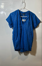 Load image into Gallery viewer, French Connection Womens Blue Check Short Sleeve Tie Neck Blouse Top Size 2