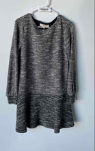 Load image into Gallery viewer, Loft Womens Dark Gray Printed Tweed Textured Balloon Sleeve Sweater Dress Size M