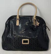 Load image into Gallery viewer, Guess Womens Black Signature Print Charm Double Handle Satchel Handbag