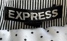Load image into Gallery viewer, Express Womens Black White Striped Cotton 3/4 Sleeve Two-Button Blazer Size 8