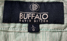 Load image into Gallery viewer, Buffalo David Bitton Mens Green Striped Long Sleeve Button-Up Shirt Sz L w/ Tag