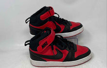 Load image into Gallery viewer, Nike Boys Court Borough Mid 2 CD7782-602 Black Red Lace-Up Sneakers Shoes Sz 7Y