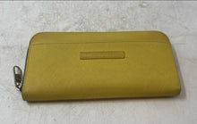 Load image into Gallery viewer, Mario Hernandez Womens Yellow Pebbled Leather Accordion Zip-Around Wallet