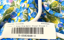 Load image into Gallery viewer, Forever 21 Womens Blue Multi Floral Puff Sleeve V-Neck Cropped Blouse Size Small