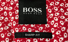 Load image into Gallery viewer, Hugo Boss Mens Red White Floral Short Sleeve Sharp Fit Button-Up Shirt Size L