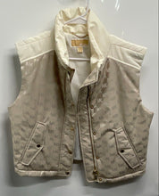 Load image into Gallery viewer, Michael Kors Womens Beige Monogram Print Full-Zip Puffer Vest Size S/P