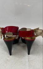 Load image into Gallery viewer, Michael Kors Womens Carla Red Patent Leather Buckle Platform Sandals Size 6M