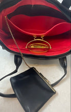 Load image into Gallery viewer, Lou Taylor Womens Black Leather Double Handle Shoulder Handbag With Coin Wallet