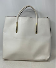Load image into Gallery viewer, Zara Womens White Leather Detachable Strap Double Handle Shoulder Tote Handbag