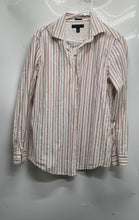 Load image into Gallery viewer, Banana Republic Mens White Multi Striped Cotton Long Sleeve Dress Shirt Size M