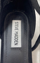 Load image into Gallery viewer, Steve Madden Womens Black Leather High Block Ankle Strap Heels Size 9M