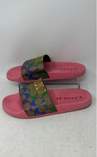 Load image into Gallery viewer, Coach Womens Uli Sport Pink Brown Rainbow Signature Canvas Slide Sandals Size 9