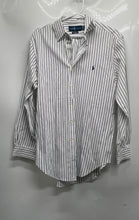 Load image into Gallery viewer, Ralph Lauren Mens White Black Striped Long Sleeve Dress Shirt Size 15 1/2