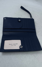 Load image into Gallery viewer, Kate Spade New York Womens Leila Blue Leather Medium L-Zip Wristlet Wallet